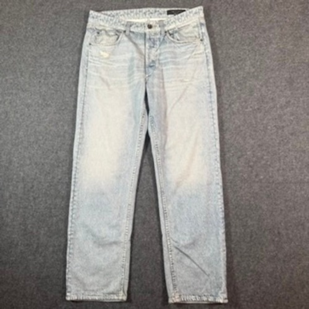 Rag & Bone Miramar Denim Print Cotton Stretch Terry Jeans Mens 32x30 Light Blue